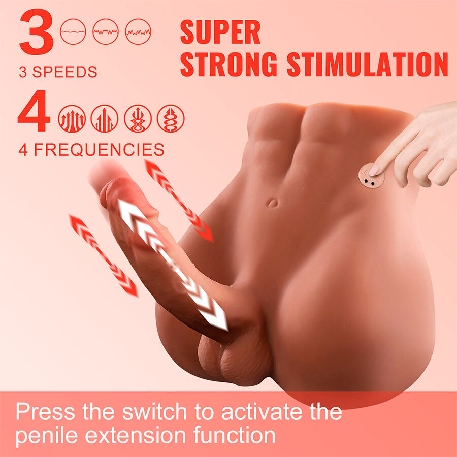 XISE - BERTLETT DILDO ASS REALISTISCHER DILDO UND ANUS-MASTURBATOR FRONTPOSITION MIT STOSSFUNKTION 18 CM