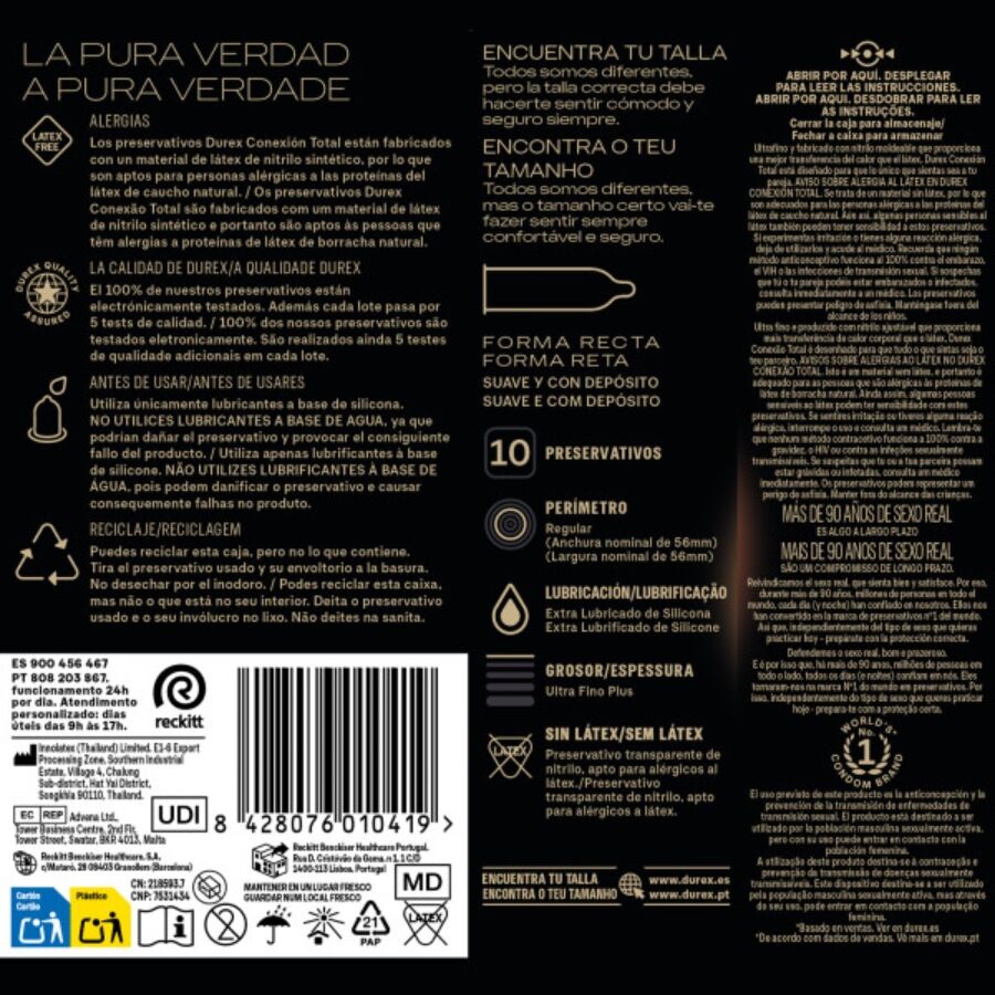 DUREX - TOTAL CONNECTION ULTRA FINE PLUS LATEX-FREE 10 UNITS