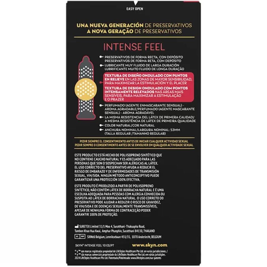 SKYN - CONDOM WITH INTENSE FEEL AND STRUCTURED WAVE DESIGN, 10 UNITS