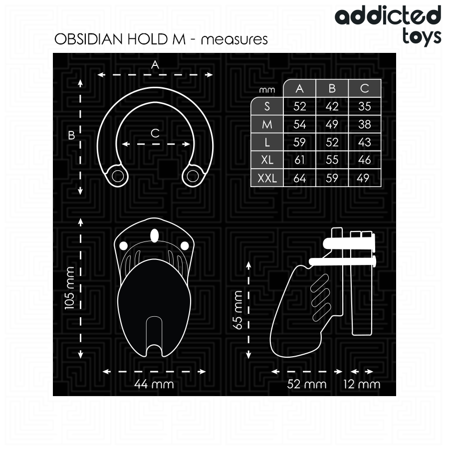 ADDICTED TOYS LOCKED - OBSIDIAN HOLD PENIS CAGE SIZE M