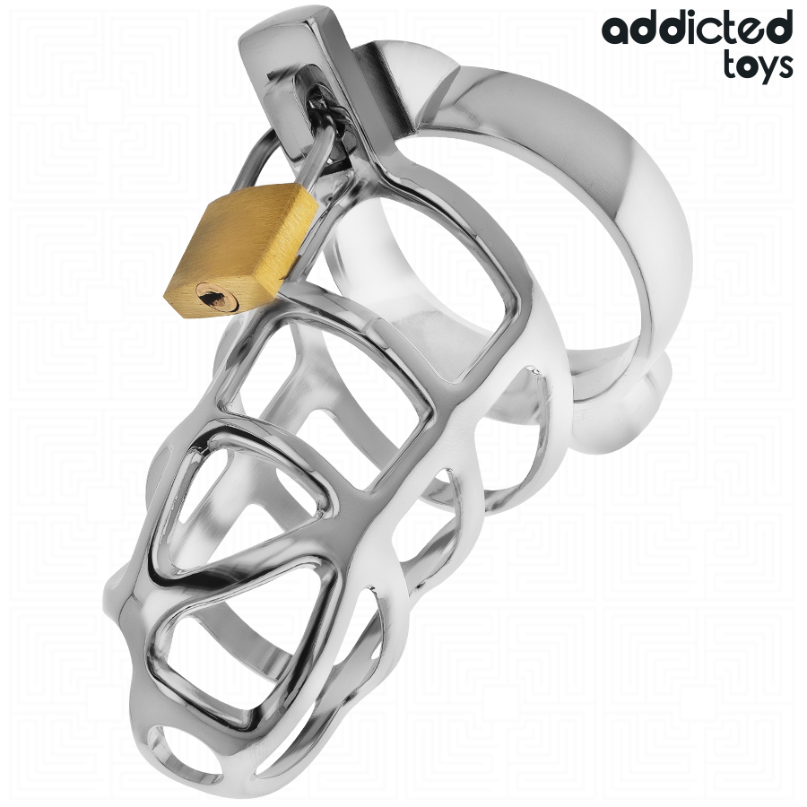 ADDICTED TOYS LOCKED - SILVER METAL PENIS CAGE, SIZE S