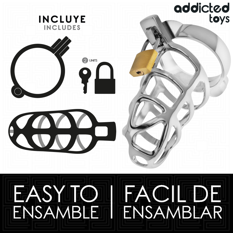 ADDICTED TOYS LOCKED - SILVER METAL PENIS CAGE, SIZE S