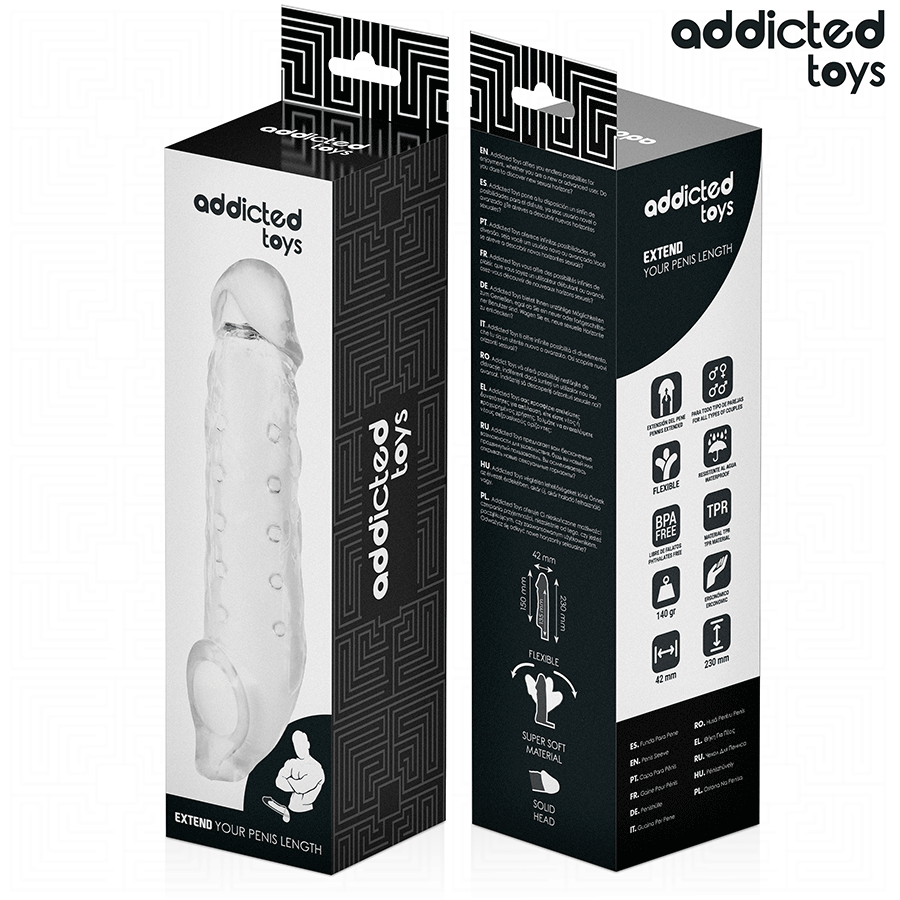 ADDICTED TOYS - TRANSPARENT PENISH SLEEVE SIZE M 27 CM