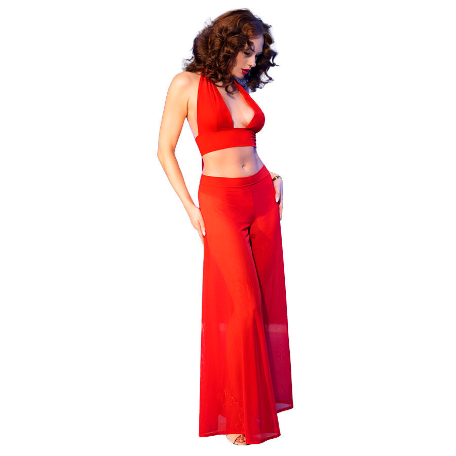 CHILIROSE - CR 4857 RED TOP AND PANTS SET, SIZE XL