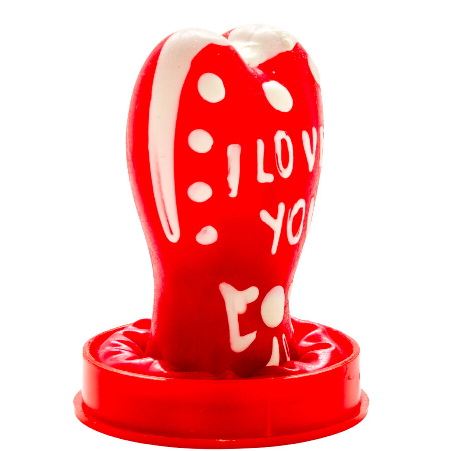 CONDOMERIE - HAND-PAINTED NEW CONDOMS HEART - I LOVE YOU MODEL 1