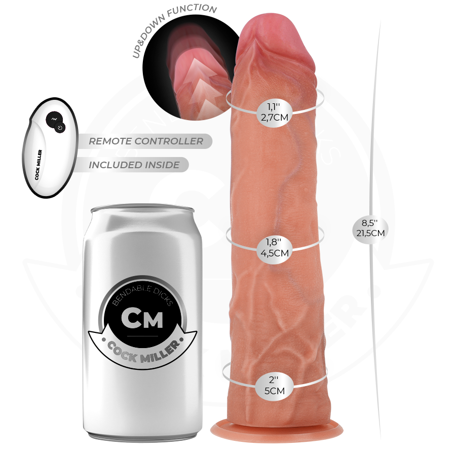 COCK MILLER - HYPERREALISTISCHER DILDO MIT SAUGNÄPFEN UND STOSSFUNKTION MIT FERNBEDIENUNG 21,5 CM
