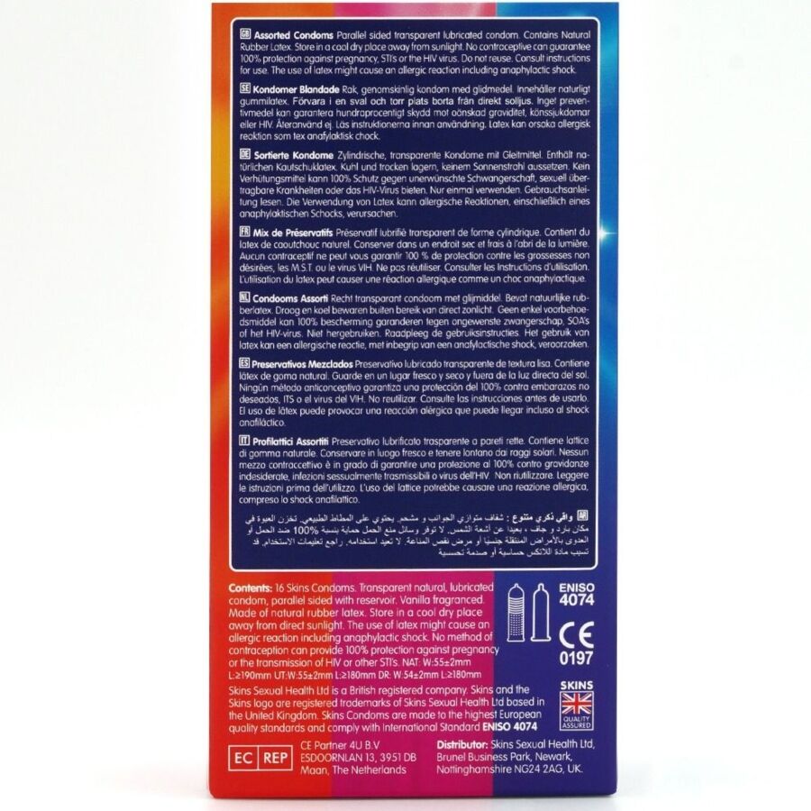SKINS - ASSORTED PREMIUM CONDOMS PACK OF 16