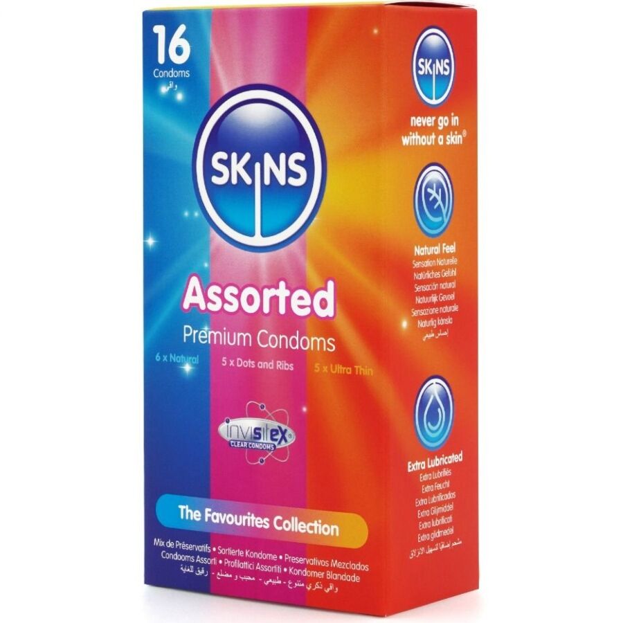 SKINS - ASSORTED PREMIUM CONDOMS PACK OF 16