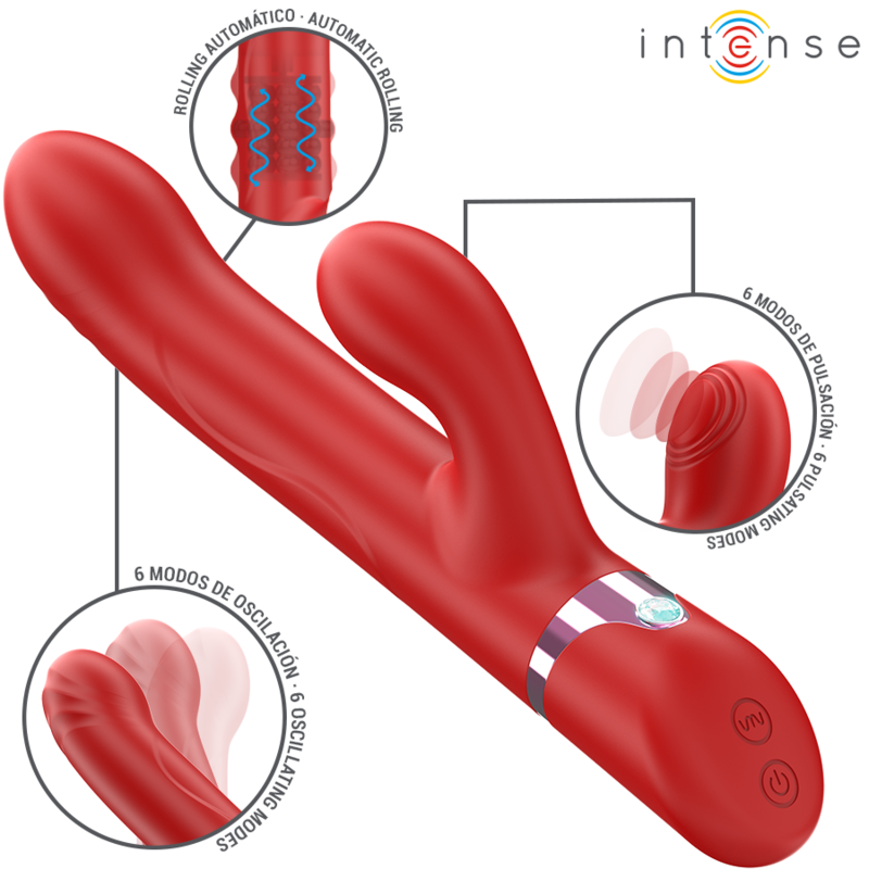 INTENSE - LELE MULTIFUNCTION VIBRATOR ROTATING &amp; OSCILLATION &amp; STIMULATION RED
