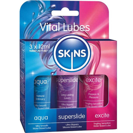SKINS – VITAL LUBES KIT AQUA, SUPERSLIDE & EXCITE GLEITMITTEL 3 x 12 ML
