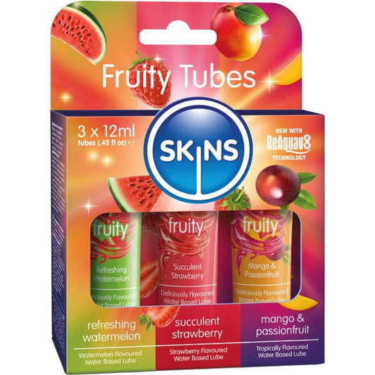 SKINS – FRUCHTIGES GLEITMITTEL-SET WASSERMELONE, ERDBEERE & MANGO GLEITMITTEL 3 x 12 ML