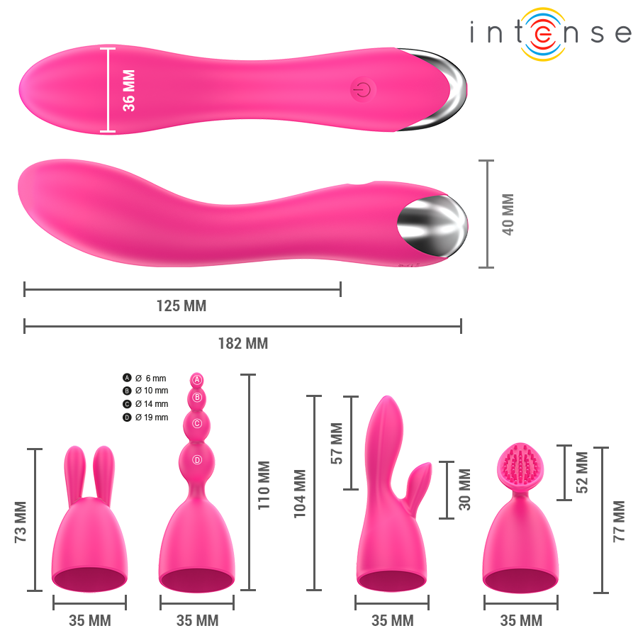 INTENSE - CHER VIBRATOR WITH 20 PATTERNS AND INTERCHANGEABLE ATTACHMENTS