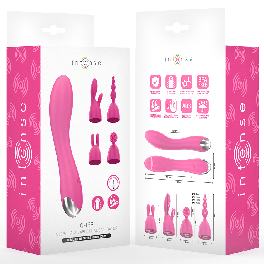 INTENSE - CHER VIBRATOR WITH 20 PATTERNS AND INTERCHANGEABLE ATTACHMENTS