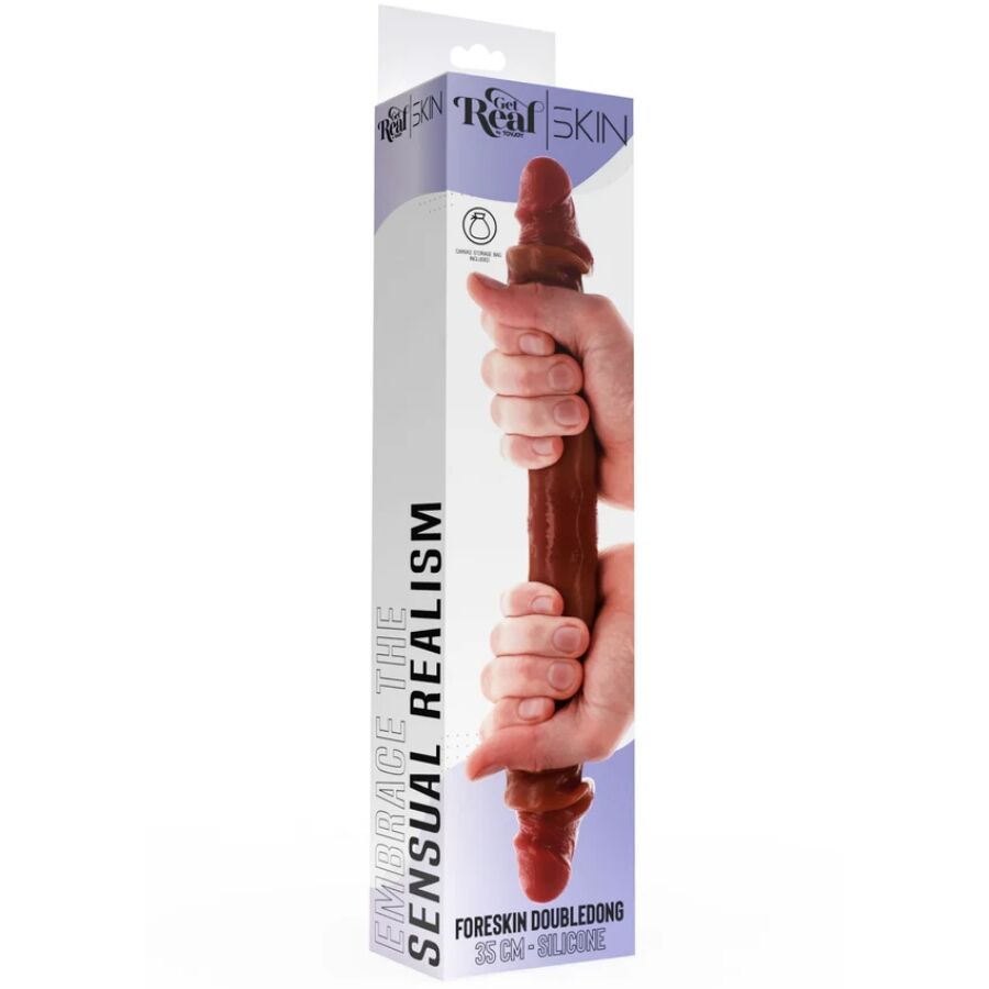 GET REAL - DOUBLE ENDED SILICONE DILDO CARAMEL 35 CM