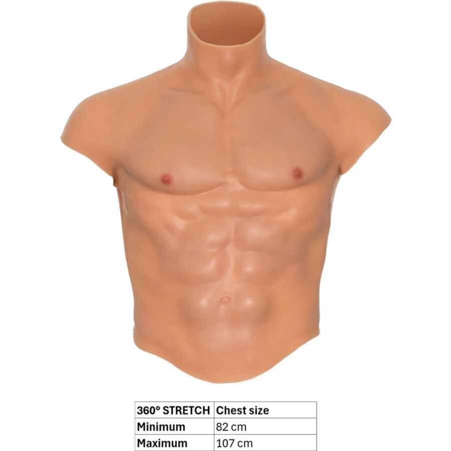 VERBORGENE BEDÜRFNIS - ALTER EGO SILIKON-MÄNNERTORSO-SHIRT MIT ABS-FLEISCH