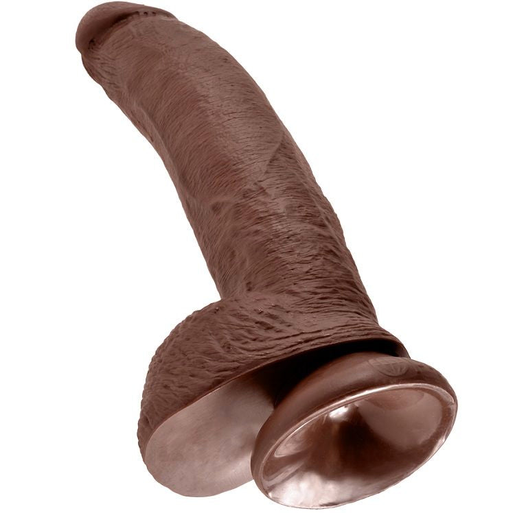 KING COCK - 9 DILDO BROWN WITH EGGS 22.9 CM