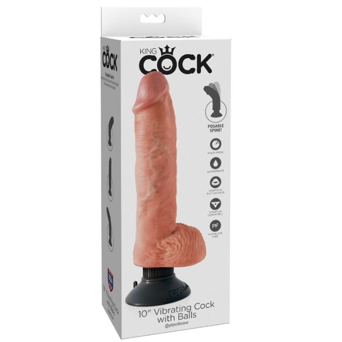 KING COCK - VIBRANT DILDO WITH TESTICLES 25.5 CM NATURAL COLOR