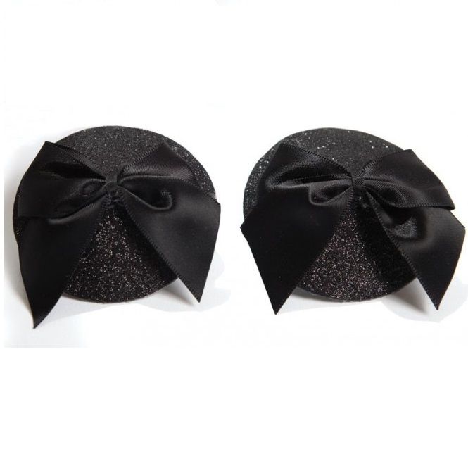 BIJOUX - BURLESQUE GLITTERY NIPPLE COVERS WITH BOW