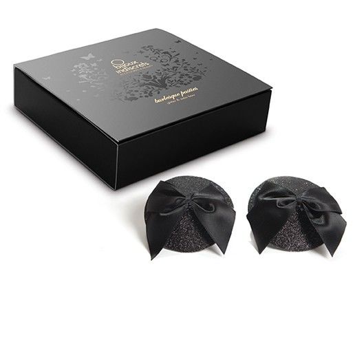 BIJOUX - BURLESQUE GLITTERY NIPPLE COVERS WITH BOW
