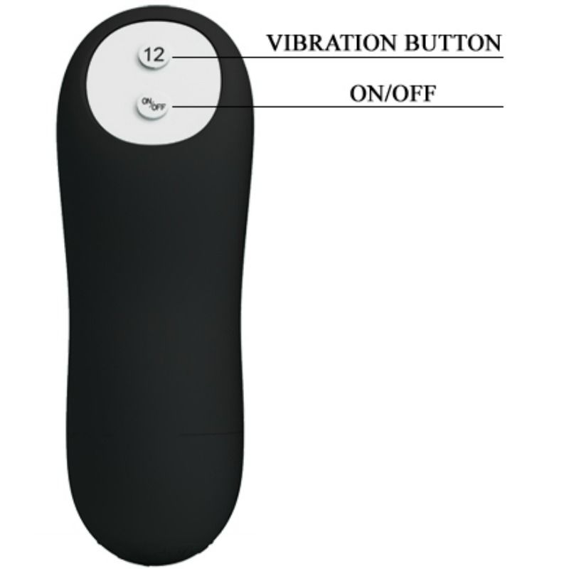 PRETTY LOVE - SILICONE ANAL PLUG PENIS SHAPE AND 12 VIBRATION MODES BLACK
