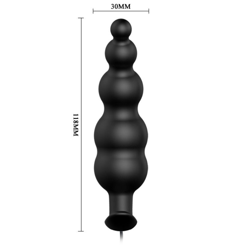 PRETTY LOVE - SILICONE ANAL PLUG WITH EXTRA STIMULATION AND 12 VIBRATION MODES BLACK