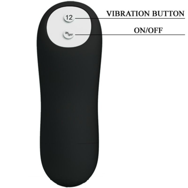 PRETTY LOVE - SILICONE ANAL PLUG WITH EXTRA STIMULATION AND 12 VIBRATION MODES BLACK
