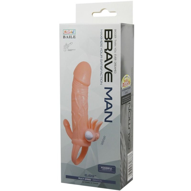 BAILE - BRAVE MAN PENIS SHELL WITH CLITORAL AND ANAL StimULATION FLESH 16.5 CM