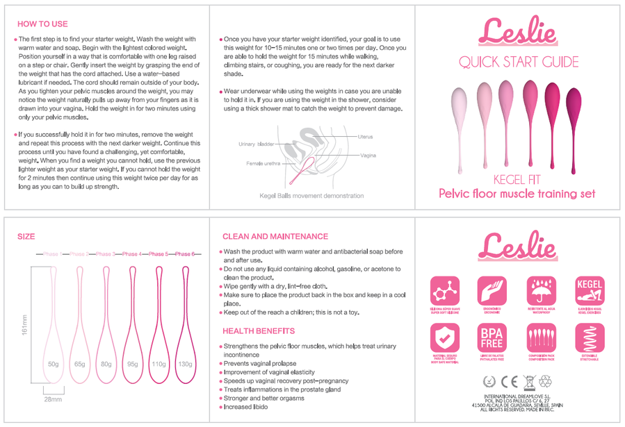 LESLIE - KEGEL FIT PELVIC MUSCLE TRAINING SET 6 PIECES