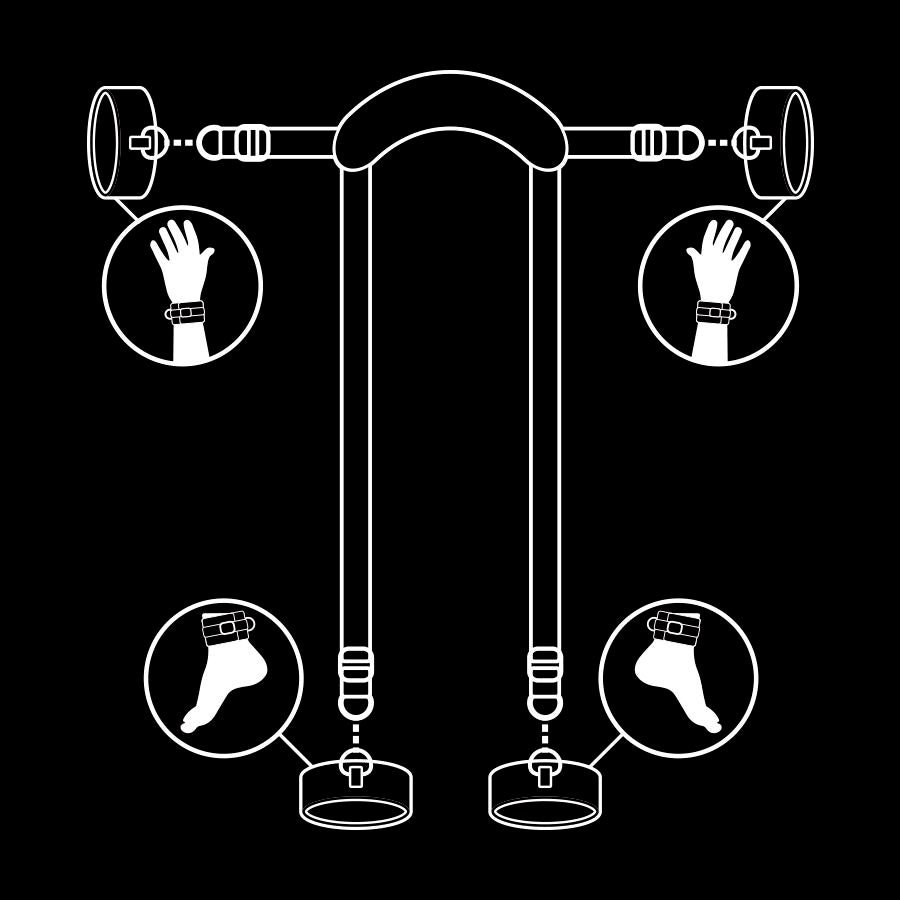 FETISH SUBMISSIVE - CHAMPIONSHIP POSITION WITH 4 NOPRENE-LINED HANDCUFFS