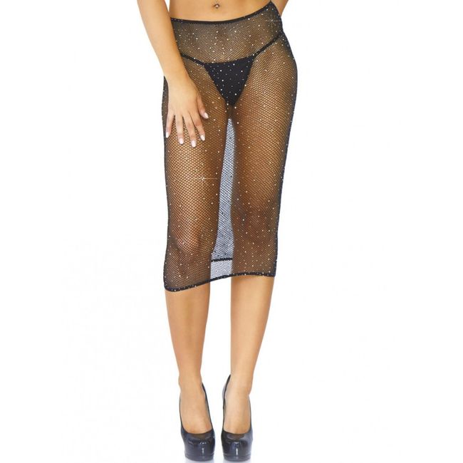LEG AVENUE - CRYSTALIZED FISHNET MULTIDRESS BLACK OS