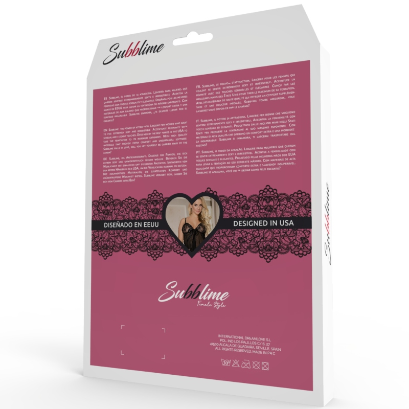 SUBBLIME - CHEMISE GARDEN BELT WITH PINK BOW L / XL