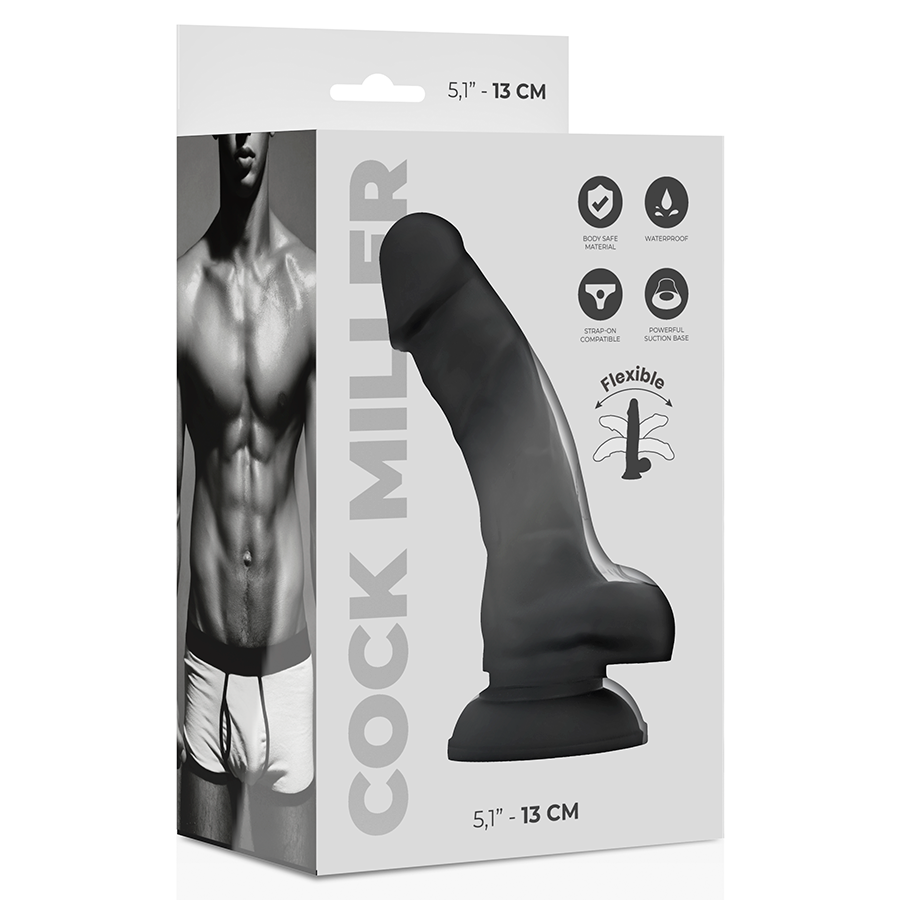COCK MILLER - SILICONE DENSITY COCKSIL ARTICULATED BLACK 13 CM