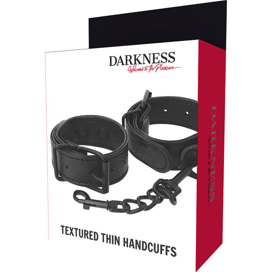 DARKNESS - WIDE, THIN TEXTURED HANDCUFFS