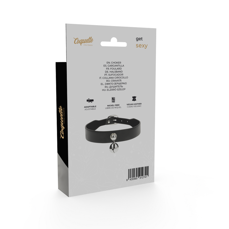 COQUETTE CHIC DESIRE - VEGAN LEATHER NECKLACE FOR WOMEN WITH RATTLE ACCESSORY