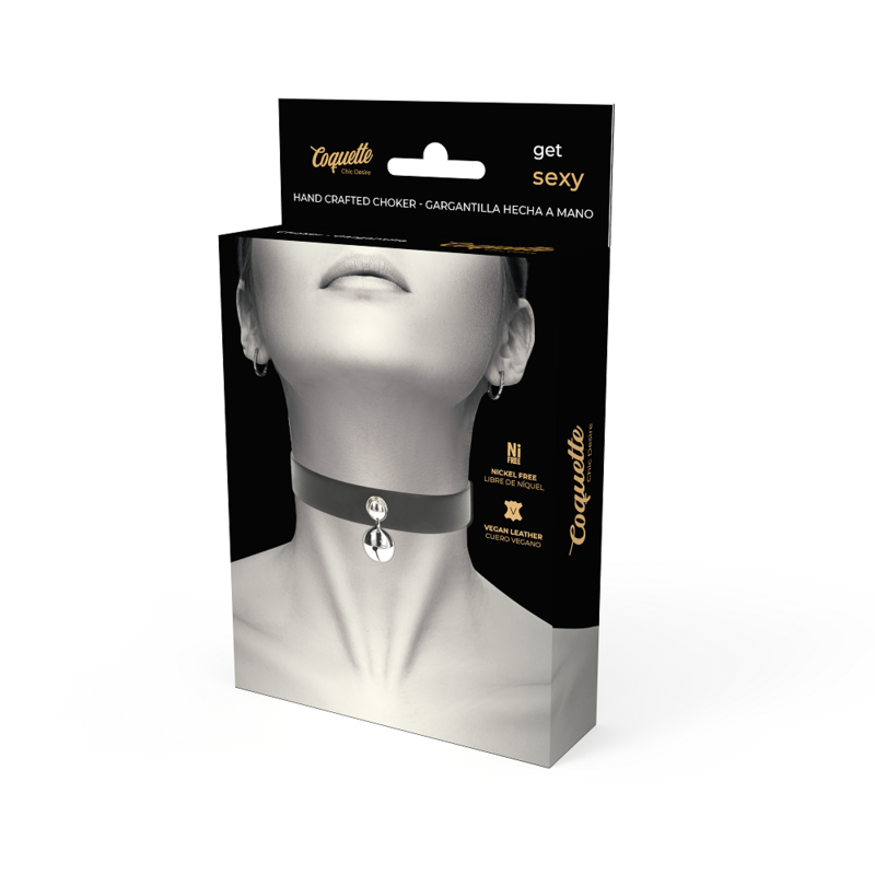 COQUETTE CHIC DESIRE - VEGAN LEATHER NECKLACE FOR WOMEN WITH RATTLE ACCESSORY