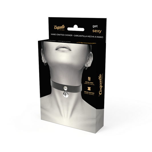 COQUETTE CHIC DESIRE - VEGAN LEATHER NECKLACE FOR WOMEN WITH RATTLE ACCESSORY