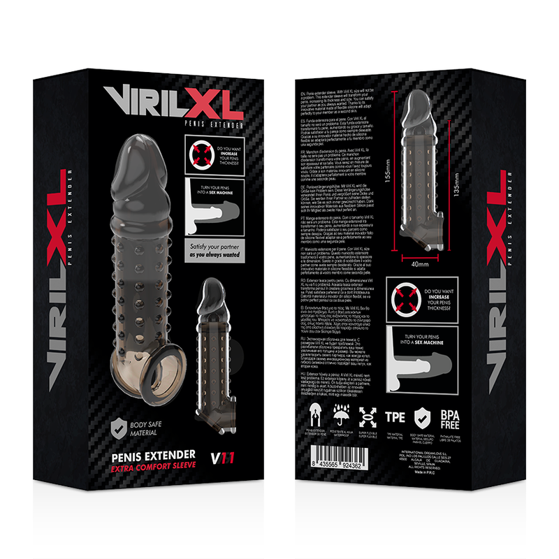 VIRLXL - PENIS EXTENSION AND SLEEVE V11 BLACK