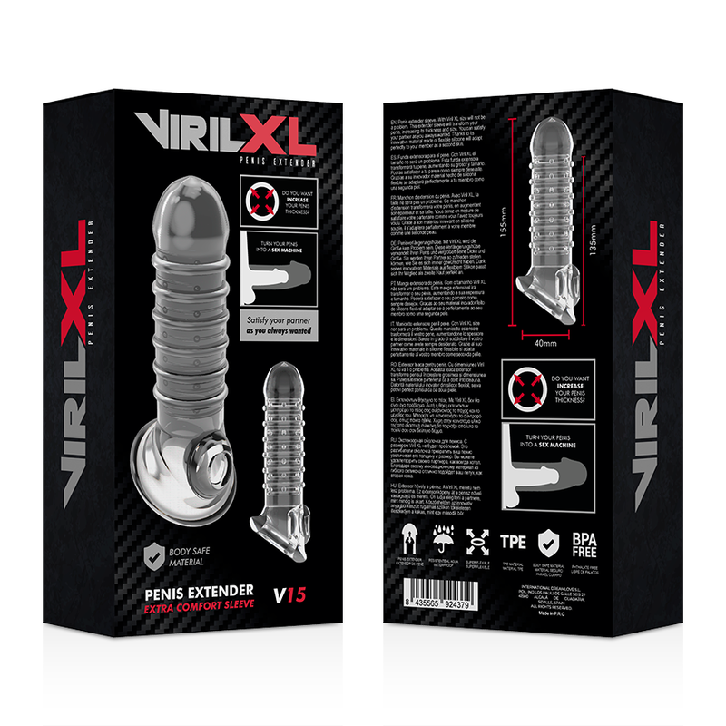 VIRLXL - PENIS EXTENSION AND SLEEVE V15 TRANSPARENT