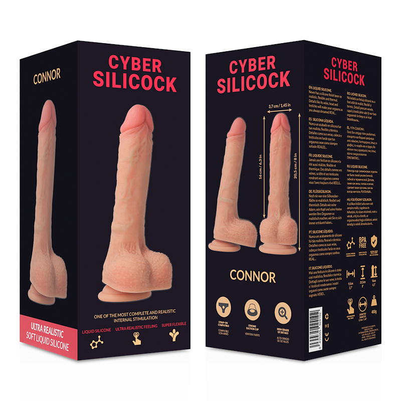 CYBER SILICOCK - CONNOR ULTRA REALISTIC. SOFT LIQUID SILICONE 20.5 CM -O- 3.7 CM